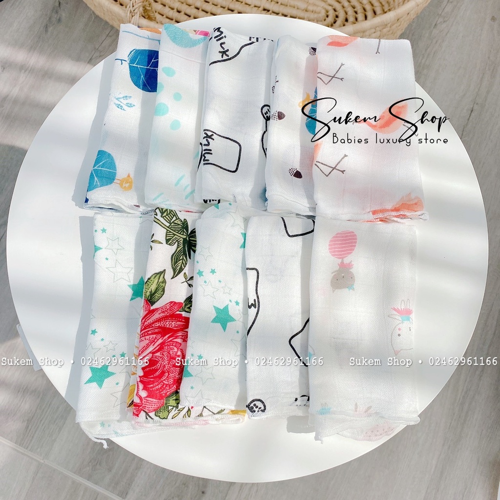 Khăn sữa aden 100% sợi tre - set 10c