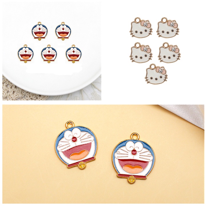 Bộ 5 Mặt Dây Chuyền Hình Mèo Hoạt Hình Đáng Yêu Bằng Hợp Kim