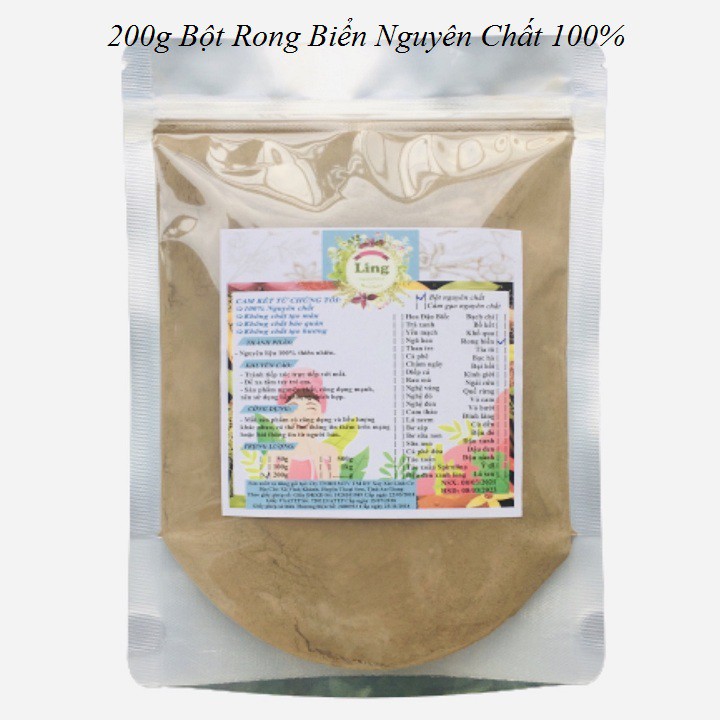 200g Bột Rong Biển nguyên chất thiên nhiên 100% có giấy VSATTP và ĐKKD dùng để đắp mặt đa công dụng