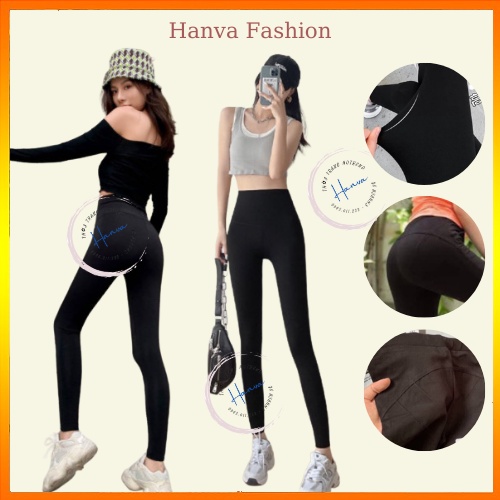 Quần Legging Nữ Dáng Dài Chất Thun Co Giãn Mềm Mát Có Viền Nâng Mông Ôm Sát Tôn Dáng Hanva