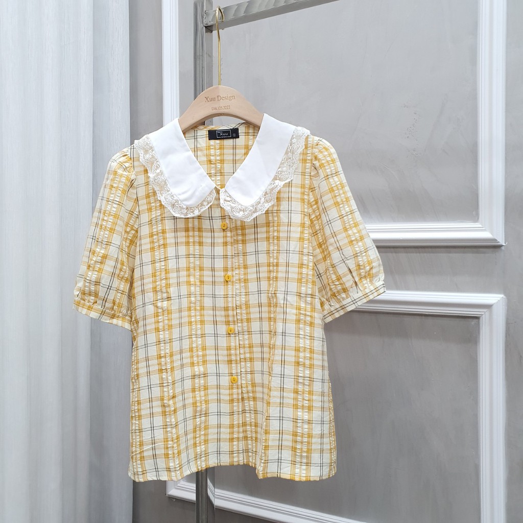 [ Mã WASTRUN4 giảm 10% tối đa 30K đơn 99K] Áo Sơ Mi Nữ cổ bèo phối ren - Áo Kiểu Xuu Design TK20.67 | BigBuy360 - bigbuy360.vn