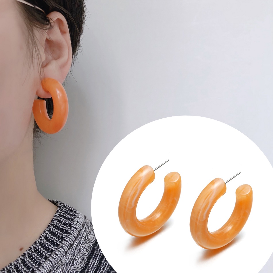 Bông Tai Dạng Xỏ Hình Học Bằng Acrylic Nhiều Màu Độc Đáo Hoops