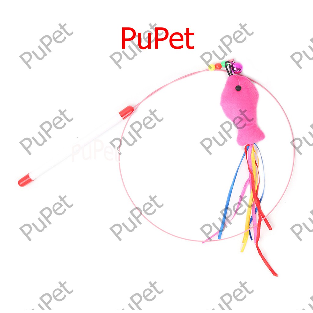 Đồ chơi cần câu dây thép hình con cá bông gắn chuông giải trí cho mèo  - PuPet Shop