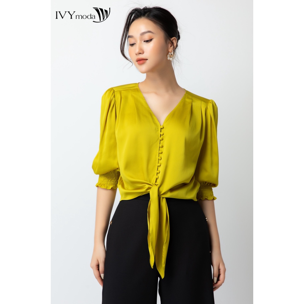 Áo lụa nữ gấu thắt dây IVY moda MS 16M6479