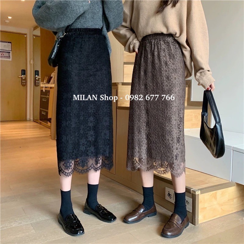 Chân váy nhung phối ren mặc được 2 mặt | BigBuy360 - bigbuy360.vn