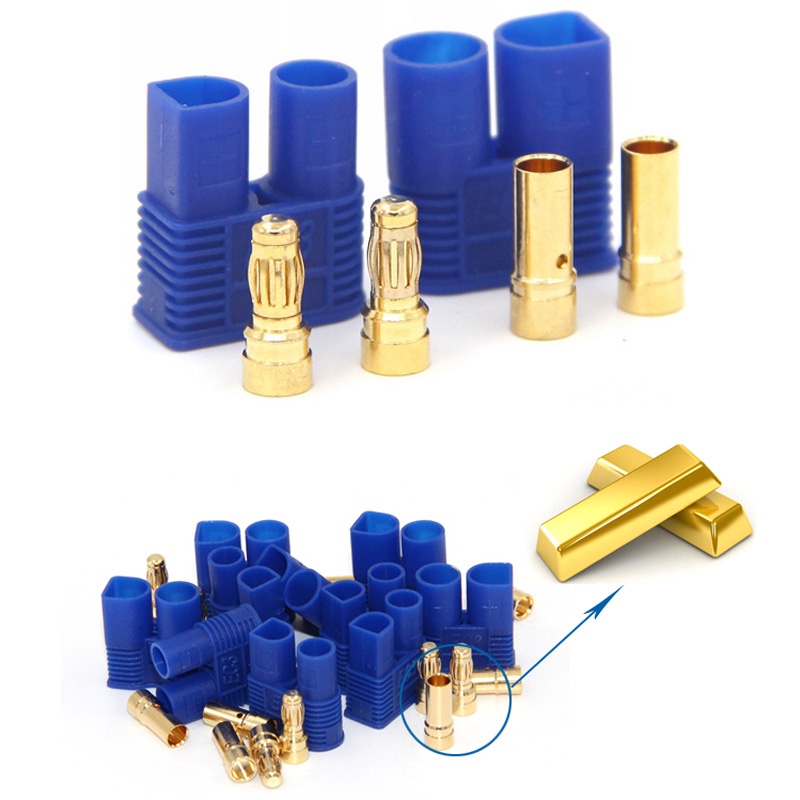 Set 5 Cặp Đầu Nối Pin Amass EC2 EC3 EC5 2.0mm 3.5mm 5.0mm Mạ Vàng Cho Mô Hình Điều Khiển Từ Xa