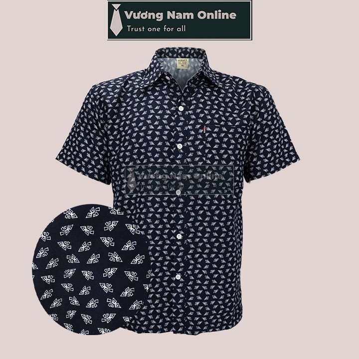 Áo sơ mi nam form rộng trung niên họa tiết ngắn tay vải cotton VN14F | BigBuy360 - bigbuy360.vn