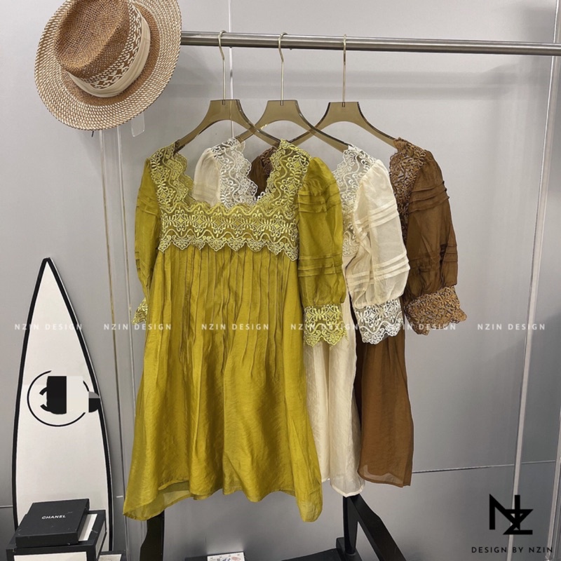 Váy tơ pha ren dáng babydoll