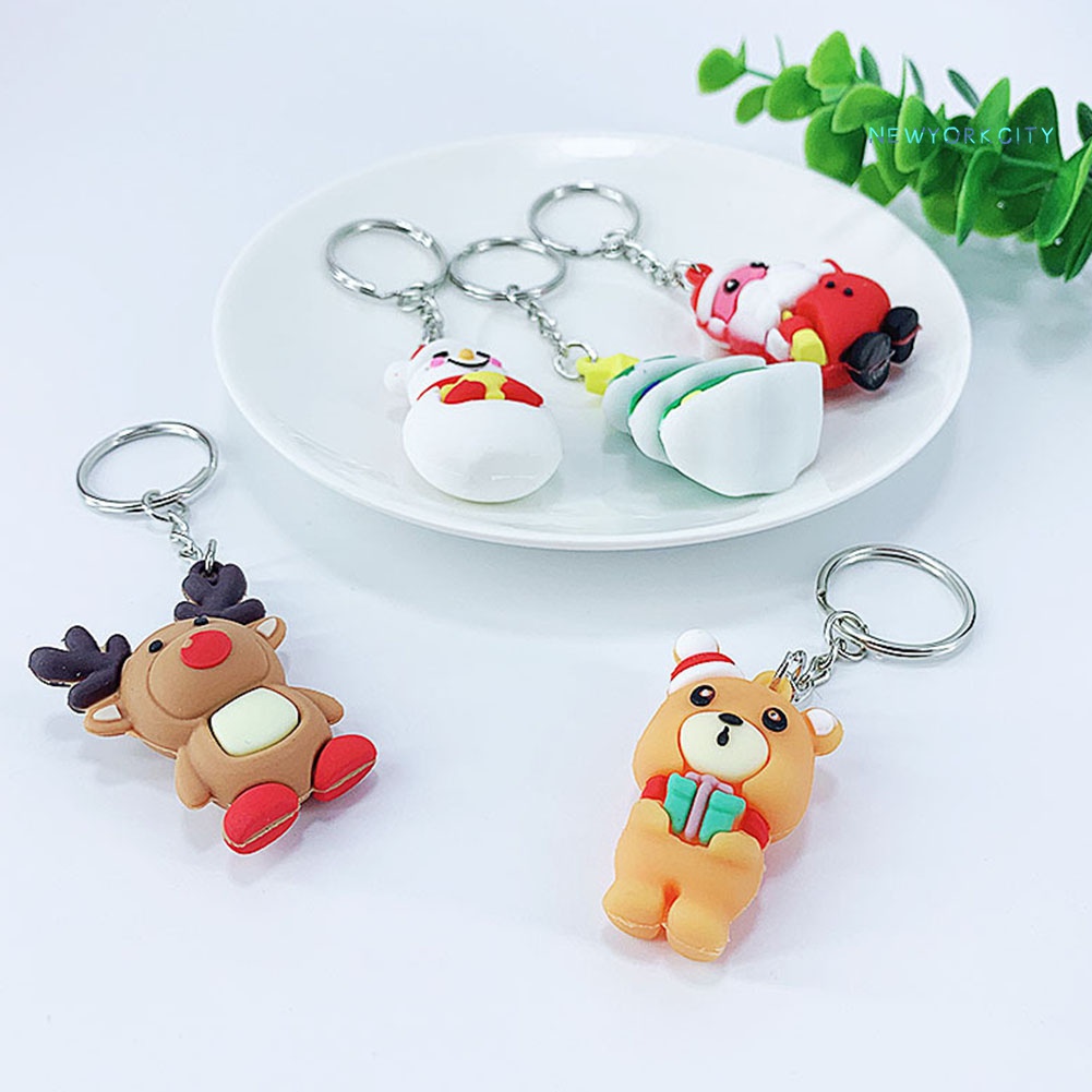 Móc Khóa Silicone PVC Hình Ông Già Noel Tuần Lộc Giáng Sinh