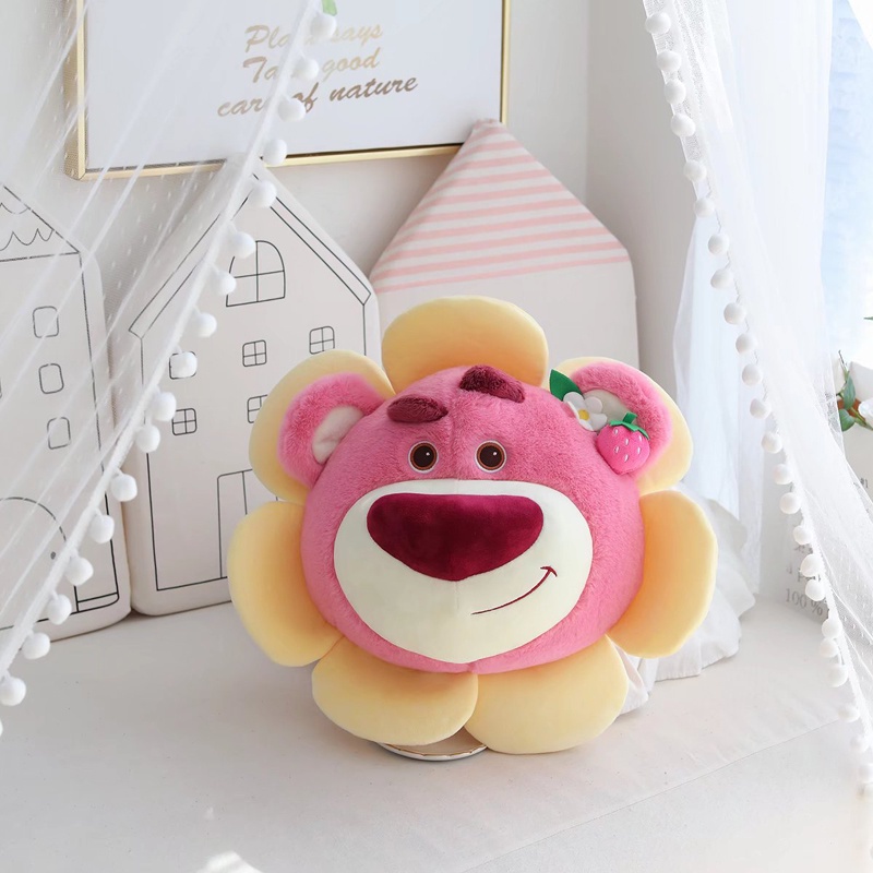💝💘Phụ kiện xe hơi Lotso gấu dễ thương Đệm cổ, Disney Strawberry Bear Đồ chơi sang trọng Lotso nhồi bông xe hơi sang trọng Gối hoạt hình Ném gối đệm