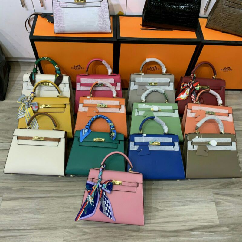 Túi H Kel.ly size 25 tag bạc kèm ổ khoá