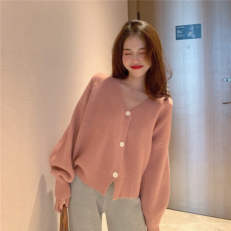 Áo cardigan len tăm mịn khoác ngoài cao cấp croptop cổ tim V dệt kim kiểu Hàn Quốc MSP430 | BigBuy360 - bigbuy360.vn