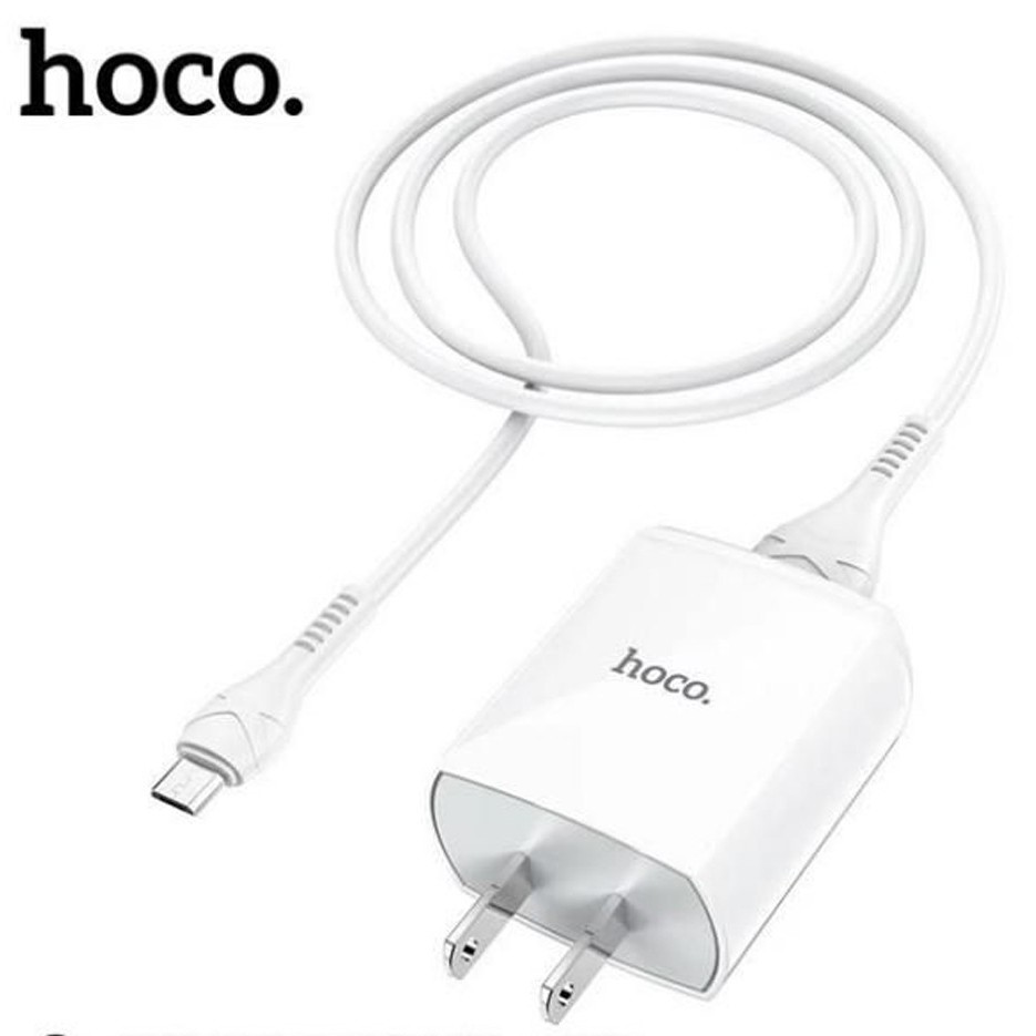 Bộ sạc Hoco DC13 Micro USB, sạc nhanh 2.4A, tương thích với nhiều dòng Xiaomi/Samsung/Oppo...,chân cắm dẹt tiêu chuẩn US