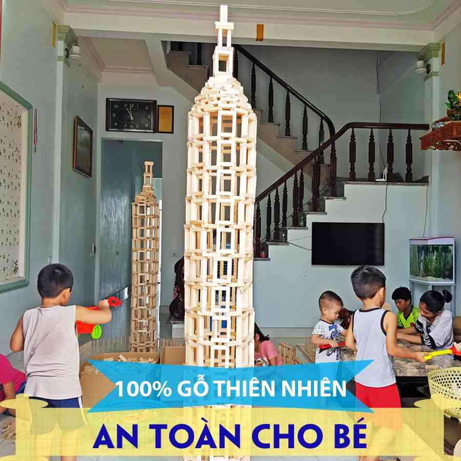 Bộ Chơi Rút Gỗ-Đồ Chơi Domino Montessori Lắp Ráp 54 Thanh An Toàn Rèn Luyện Trí Thông Minh Cho Bé Yêu