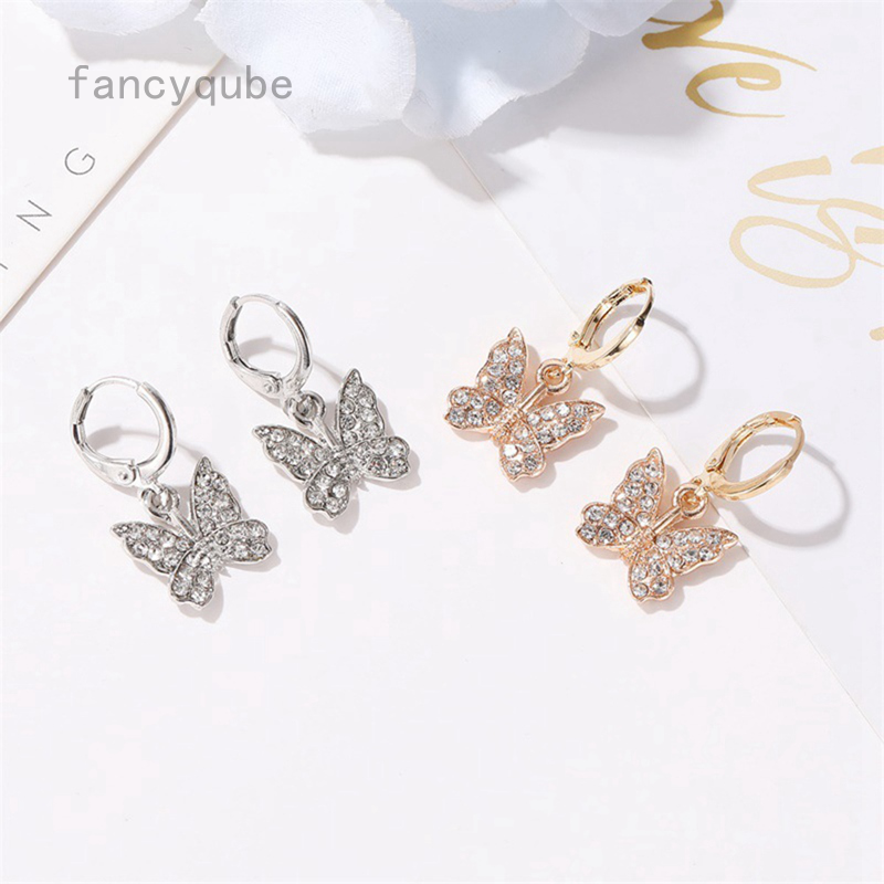 Bông tai hình bướm đính đá thời trang sang trọng