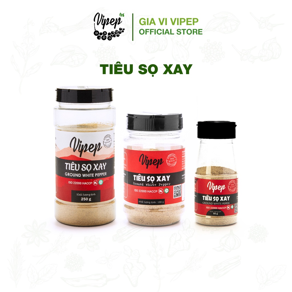 Tiêu Sọ Xay Vipep nguyên chất từ tiêu sạch (Nhiều Size 50gr - 100gr - 250gr)