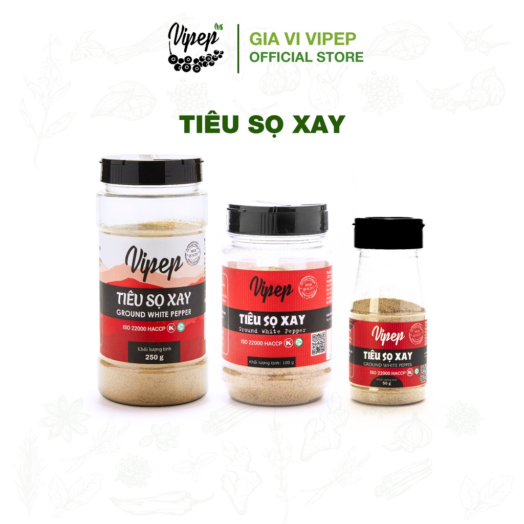 Tiêu Sọ Xay Vipep Nhiều Size - Tiêu sọ xay hoàn toàn từ tiêu sạch (50 - 100 - 250gr)