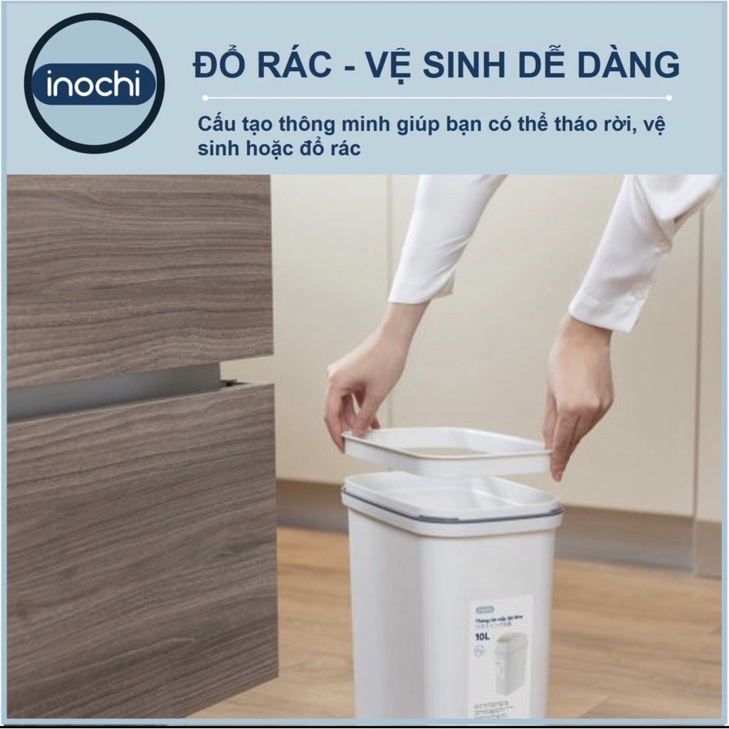 Thùng rác nhựa  🌈 FREE SHIP 🌈 Thùng rác nhựa nắp lật Inochi Nhật dung tích 5L- 10L - 15L đẹp tiện dụng