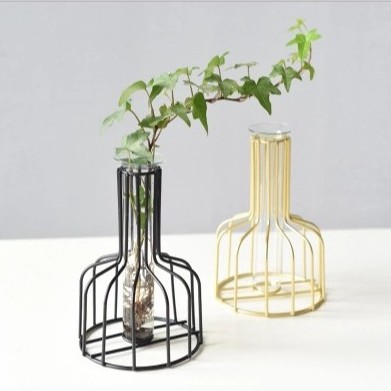 Bình hoa sắt ống thủy tinh mini