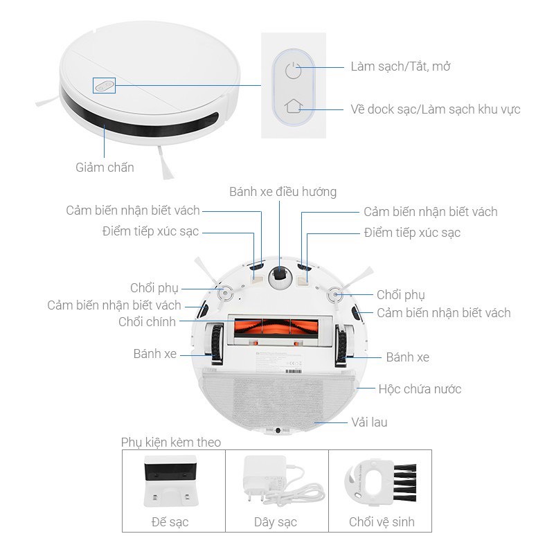 Robot Hút Bụi Lau Nhà Xiaomi Vacuum Mop Essential | SKV4136GL | Hàng Chính Hãng | Bảo Hành 12 Tháng