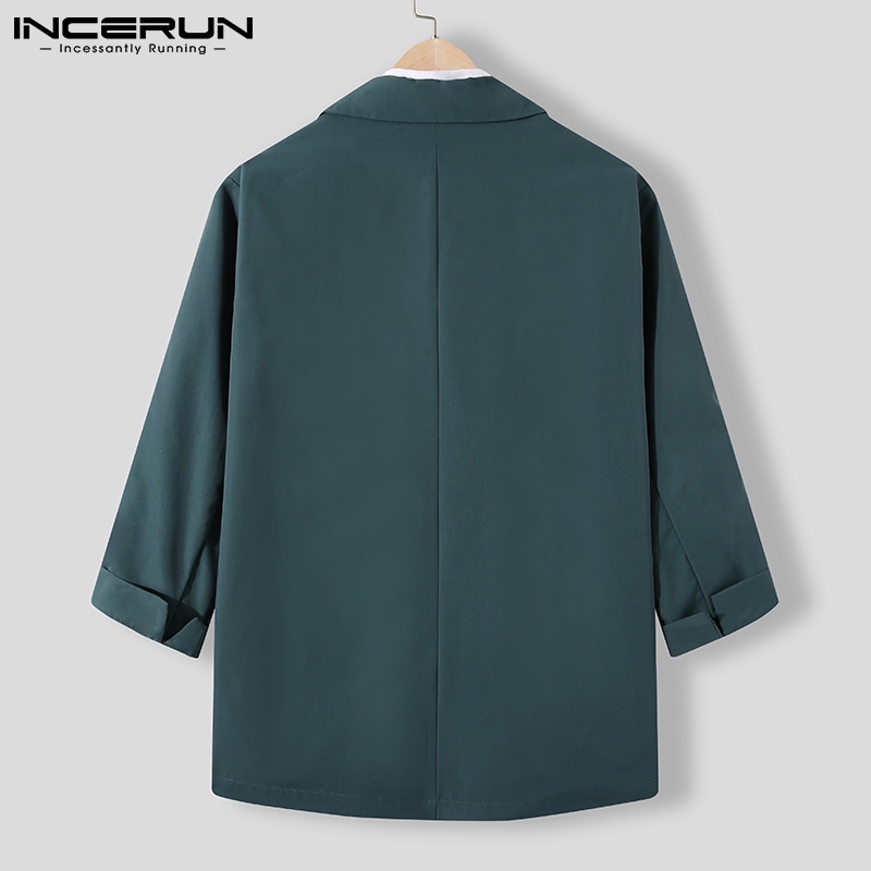 Áo khoác blazer INCERUN tay dài thiết kế một nút gài phong cách Hàn Quốc thời trang cho nam