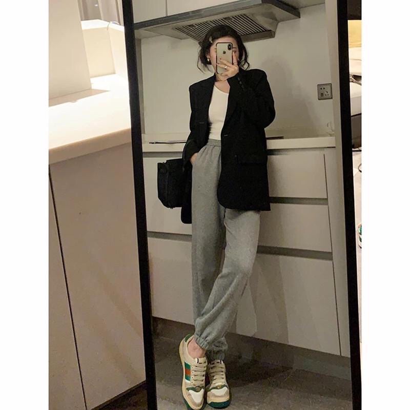 Áo Blazer  Nữ hàng cao cấp-phong cách Hàn quốc ulzzang quảng châu loại 1 -2 Màu Nâu đen Truyền thống from rộng