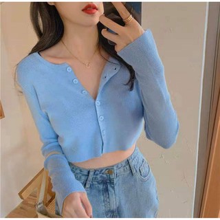 💗 Áo Croptop Tay Dài Cúc Ngực 💗