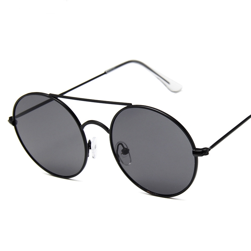 Ladies Fashion Round Sunglasses Metal Double Beam Retro Glasses Trend Street Shot Color Women Wild Outdoor Eyewear
