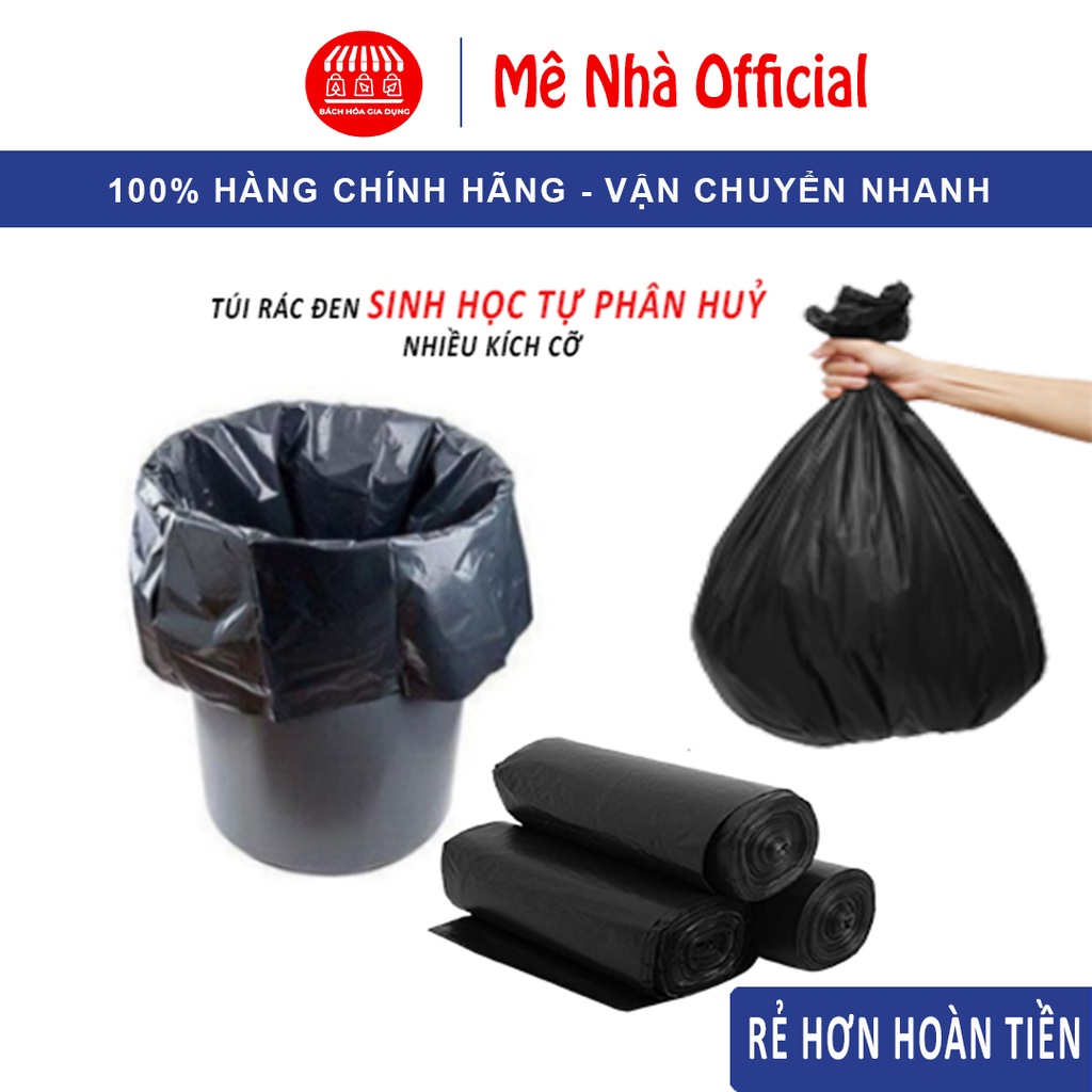 Túi Đựng Rác Đen Sinh Học Tự Phân Huỷ, Nilong Đen Dày, Dai, Khó Rách, Đủ 3 Phân Loại