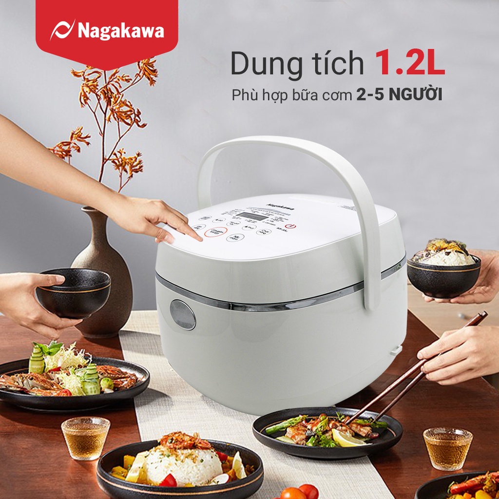 [Mã ELHADEV giảm 4% đơn 300K] Nồi cơm điện tử 1.2L Nagakawa NAG0136 (trắng)