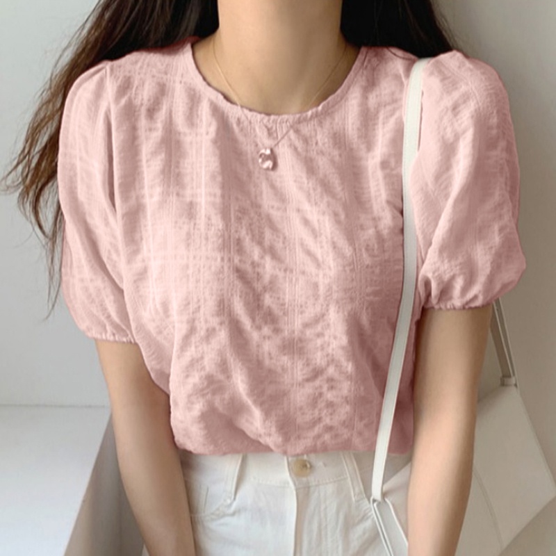 Áo kiểu Zanzea tay phồng cổ tròn nút cài sau lưng phong cách Hàn Quốc thời trang dành cho nữ