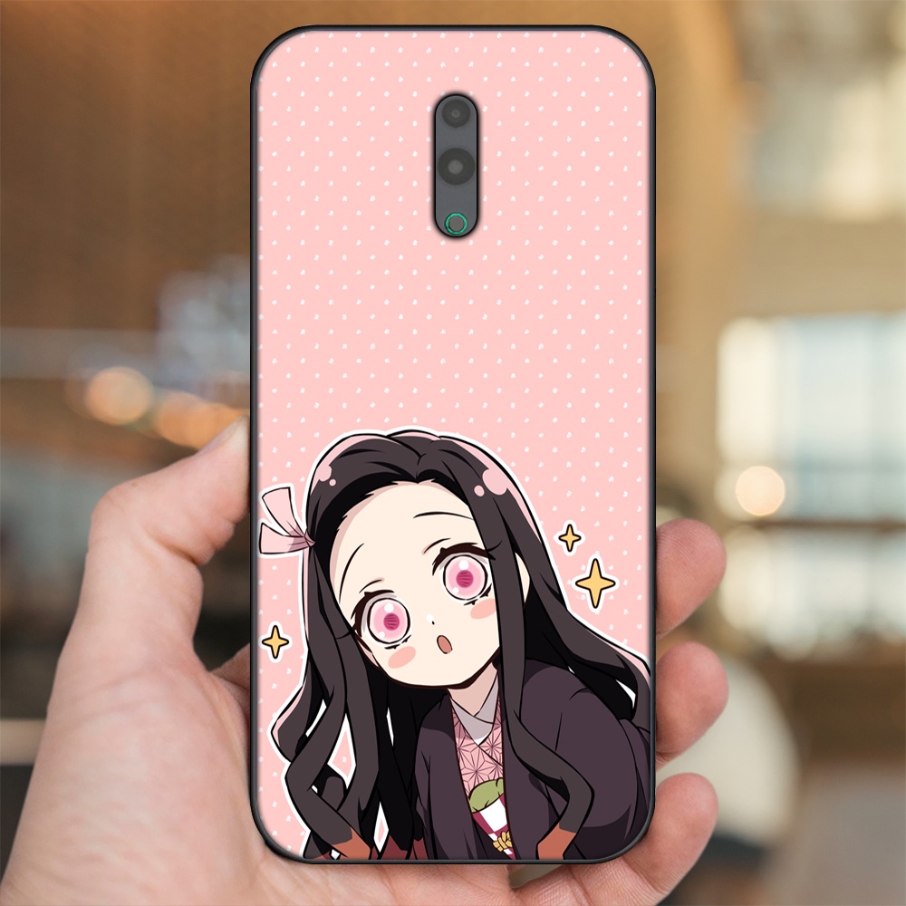 Ốp lưng Oppo Reno viền đen in hình Nezuko Kimetsu no Yaiba