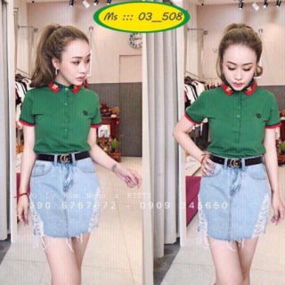 Thun nữ cổ bẻ viền hót