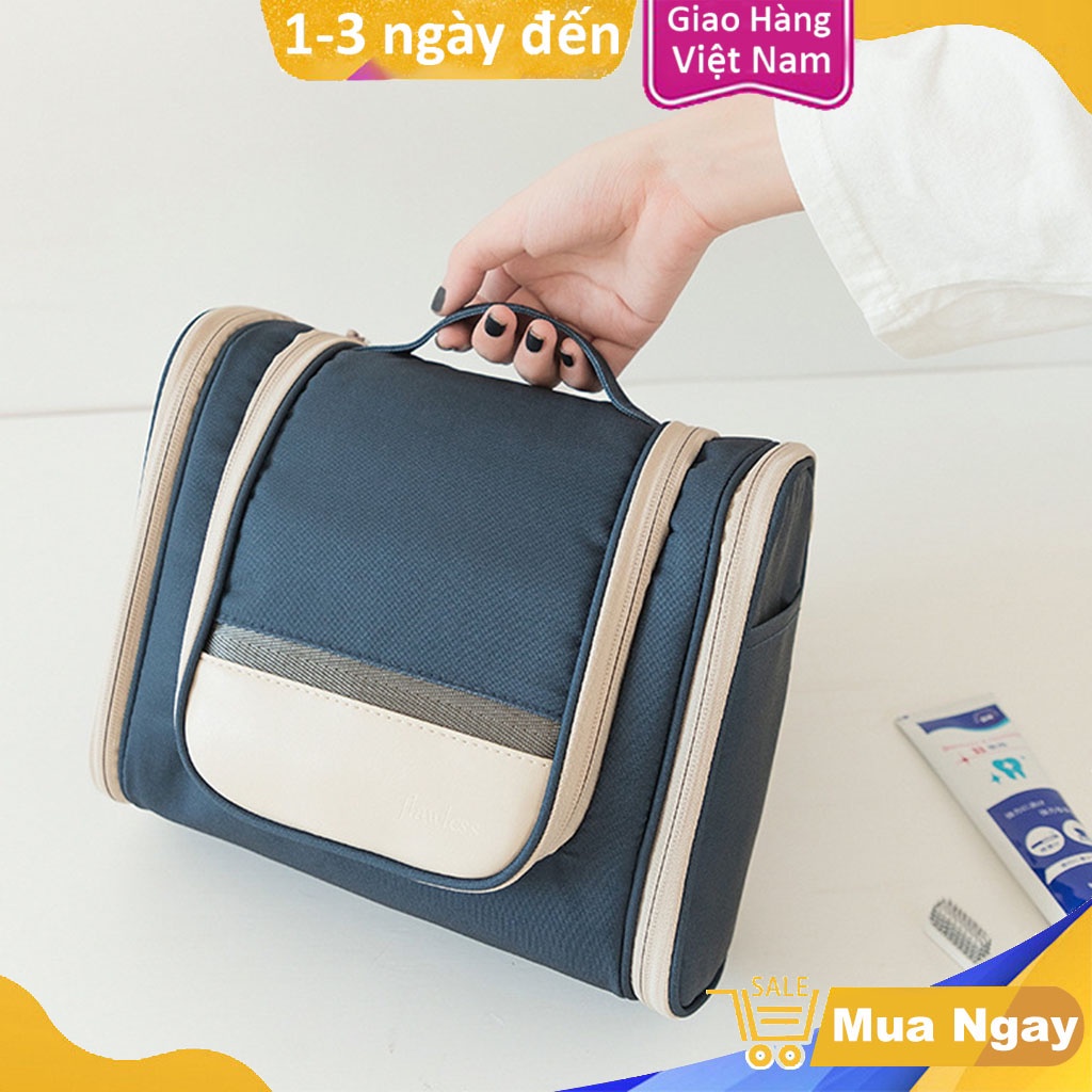 Túi Đựng Mỹ Phẩm Du Lịch Nhiều Ngăn Chống Thấm, Túi Đựng Mỹ Phẩm Cọ Trang Điểm Cao Cấp Có Khóa Kéo