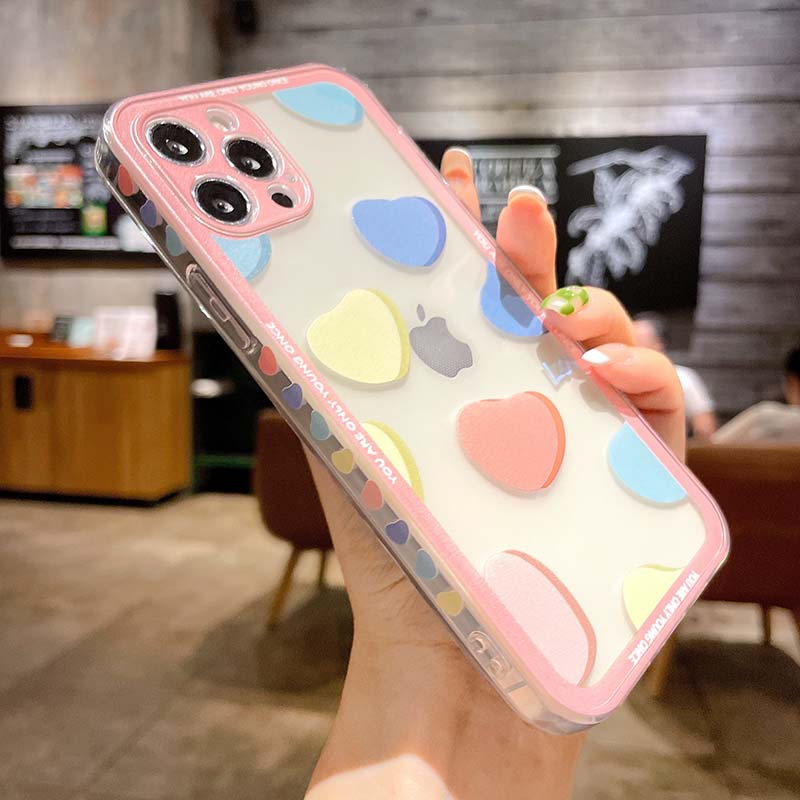 iPhone Case Casing Colorful Love Apple For iPhone7 8 11 12 Pro Max 6 6S Plus X XS XR XSMAX Dust Shock Dirt Resistant TPU Silicon Soft Case Cover Skins AINUT