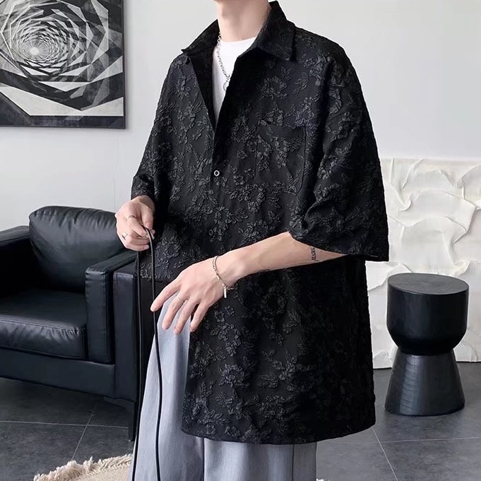 Áo Sơ Mi Ngắn Tay Dáng Rộng Thời Trang Mùa Hè Hàn Quốc Dành Cho Nam