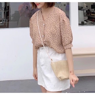 Áo vintage chấm bi MS1623