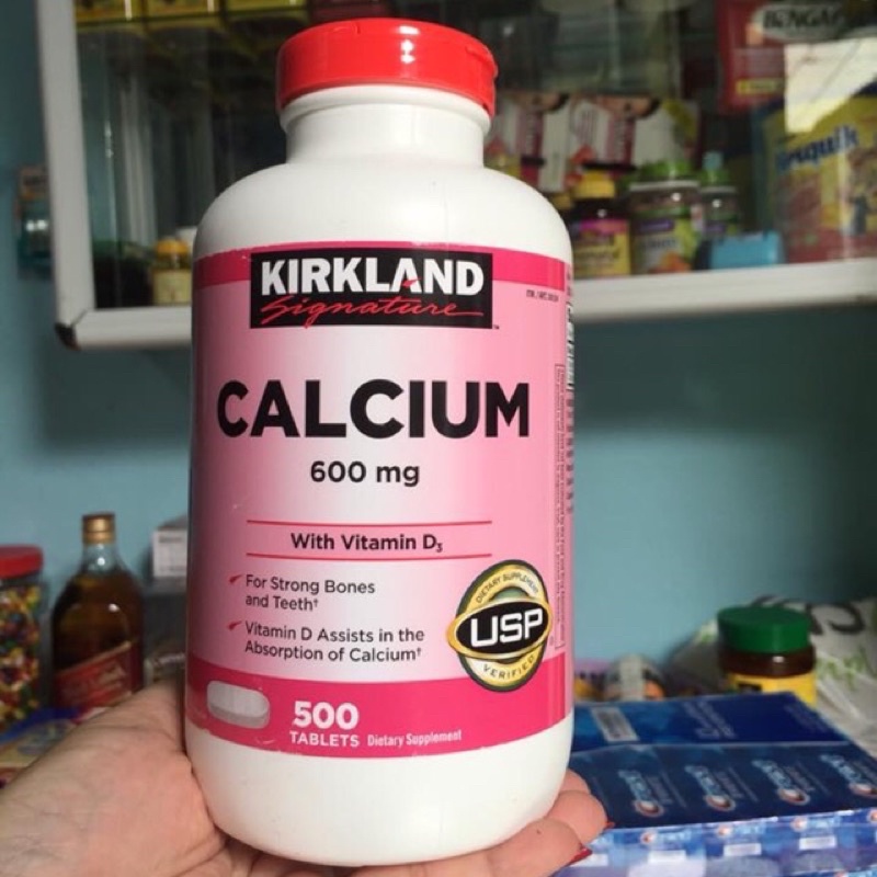 🌷🌸[HSD 01/2024] Viên Uống Kirkland Calcium 600mg with Vitamin D3 của Mỹ 500 viên🌸🌷