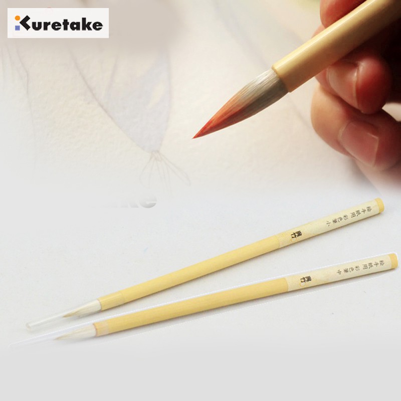 Cọ vẽ màu nước Kuretake lông hươu dê siêu ngậm nước size S/M chuyên vẽ tranh, thư pháp, viết chữ nho