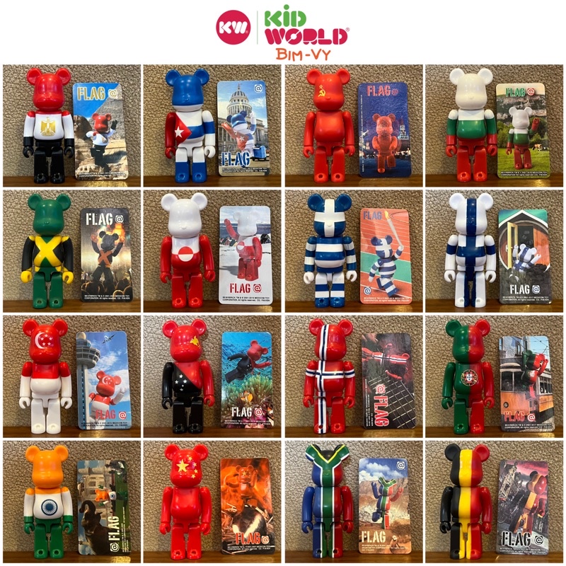 Chú gấu &quot;bụng phệ&quot; Bearbrick Flag 100% có card. MS: 001.