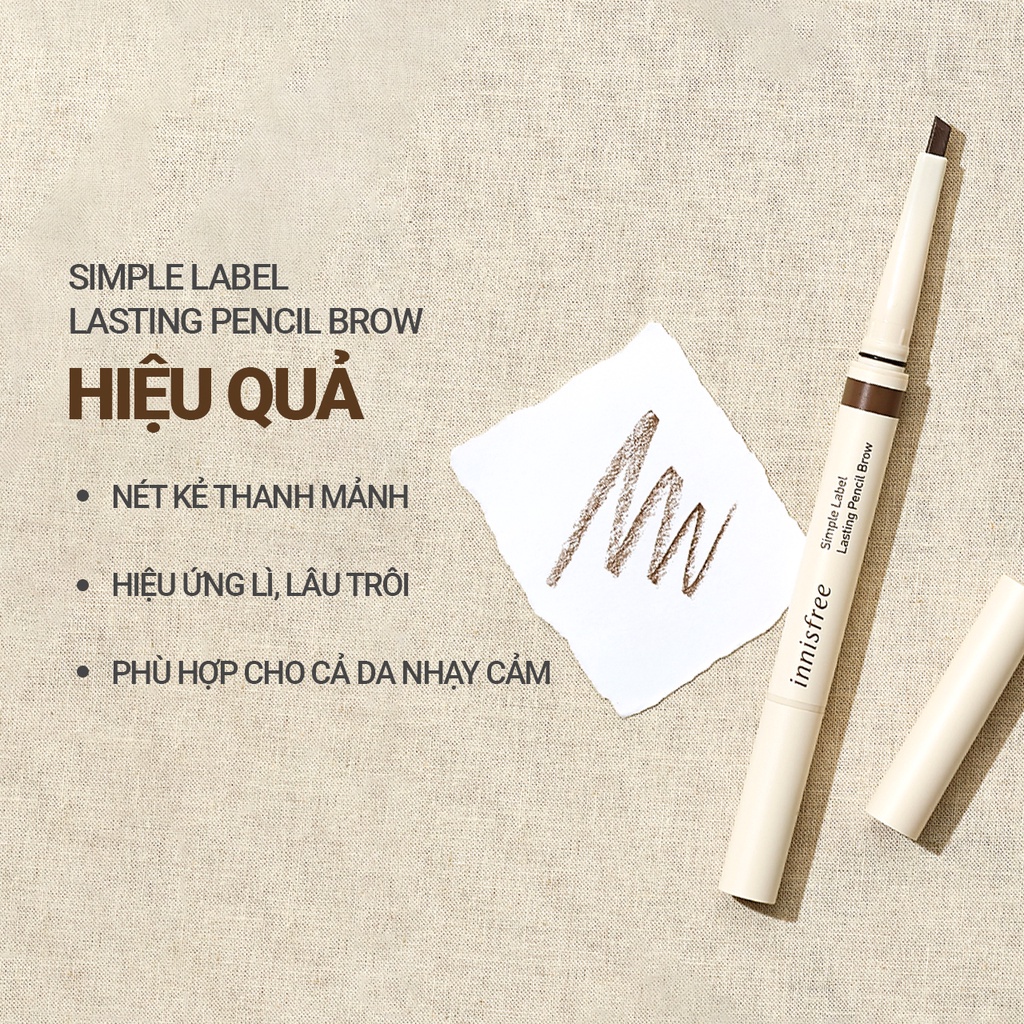 [Mã COSIF03 giảm 10% đơn 400K] Chì kẻ mày thuần chay lâu trôi innisfree Simple Label Lasting Pencil Brow 0.15g