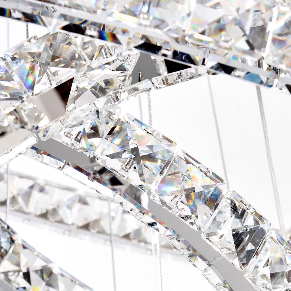 Đèn thả pha lê xoáy 3 vòng, đèn pha lê trang trí, TT24