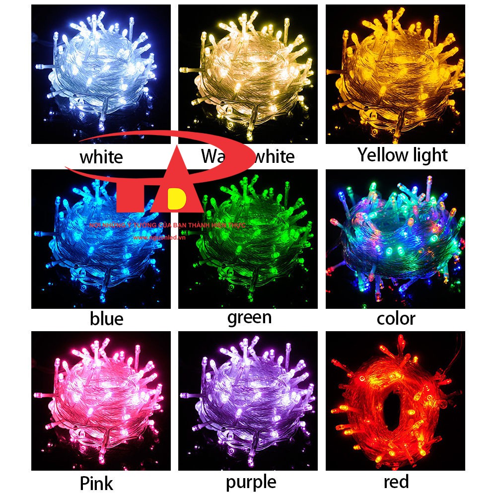 Đèn Led Trang Trí Noel Màu Xanh lá/RGB/Đỏ/Trắng/Vàng Nắng (NÊN MUA, LOẠI TỐT, GIÁ RẺ) - Đèn Led Trang Trí Cây Thông.