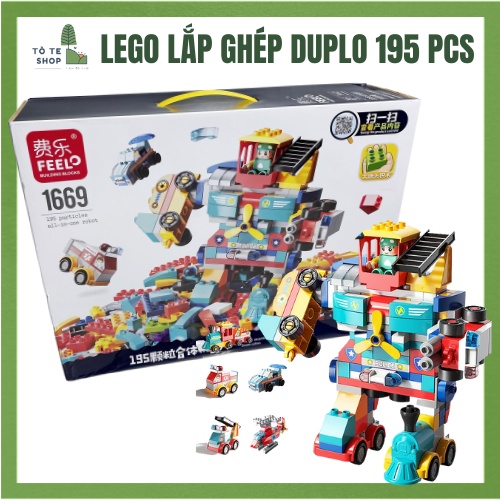 Lego lắp ghép Duplo 195pcs - Đồ chơi lắp ghép 195 chi tiết dành cho bé,lắp ghép xe cảnh sát, người máy cảnh sát