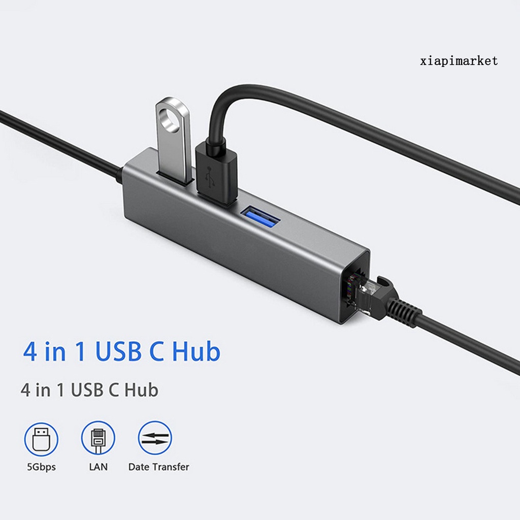 LOP_USB3.0 Wire Hub LED Indicator Design Strong Heat Dissipation 4-in-1 Widely Compatible USB Hub for Computer