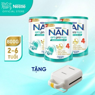  Bộ 3 lon Sữa bột Nestlé NAN OPTIPRO PLUS 4 800g/lon với 5HMO Giúp tiêu hóa tốt