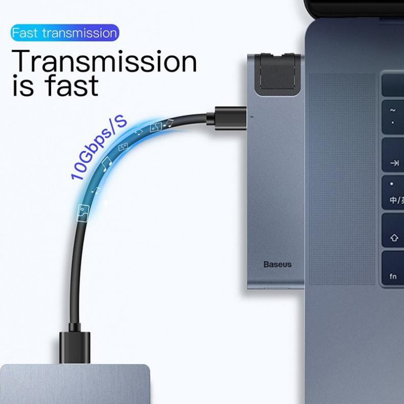 Bộ HUB chia cổng sạc 7 in 1 hiệu Baseus Thunderbolt Dual Type-C cho Macbook Pro - Hàng chính hãng