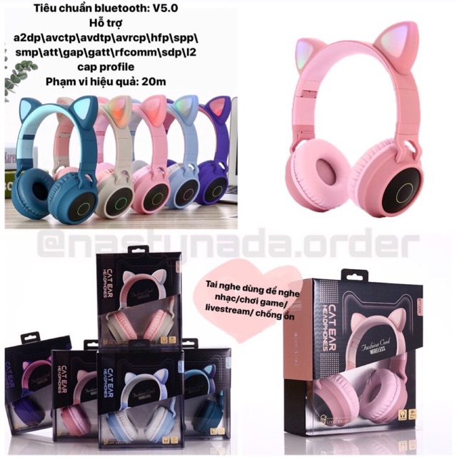 [ORDER] TAI NGHE MÈO BLUETOOTH - CAT HEADPHONE ĐÈN LED RGB