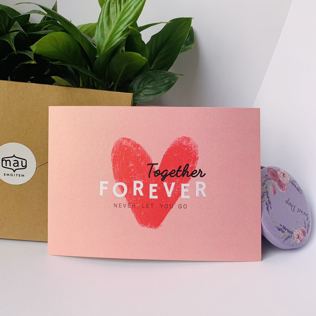 Thiệp tình yêu love card đẹp thiết kế hiện đại in giấy mỹ thuật ánh trai kích thước12x17cm kèm phong bì kraft