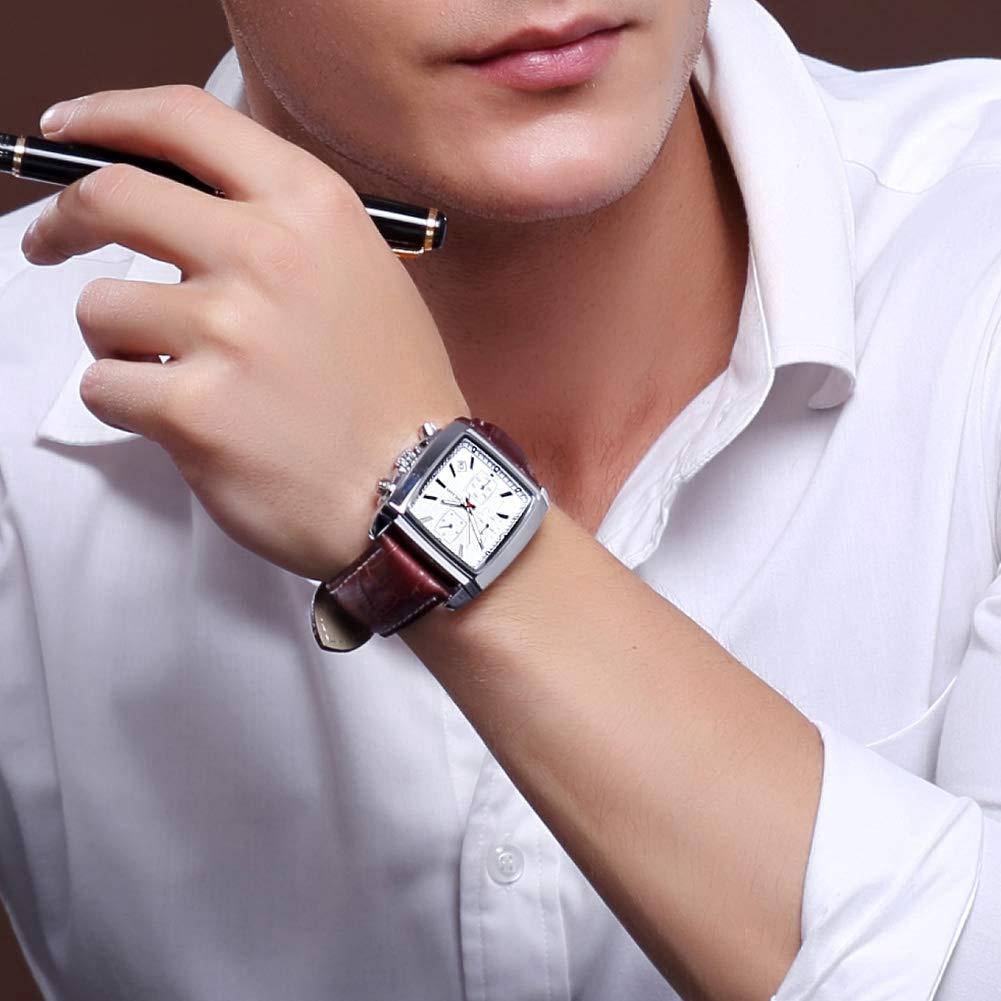 Đồng hồ đeo tay doanh nghiệp nam Megir thời trang tương tự Chronograph Đồng hồ đeo tay hình chữ nhật